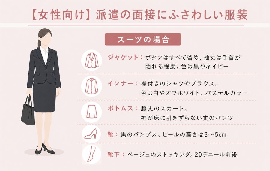 女性向けスーツで臨む場合の服装